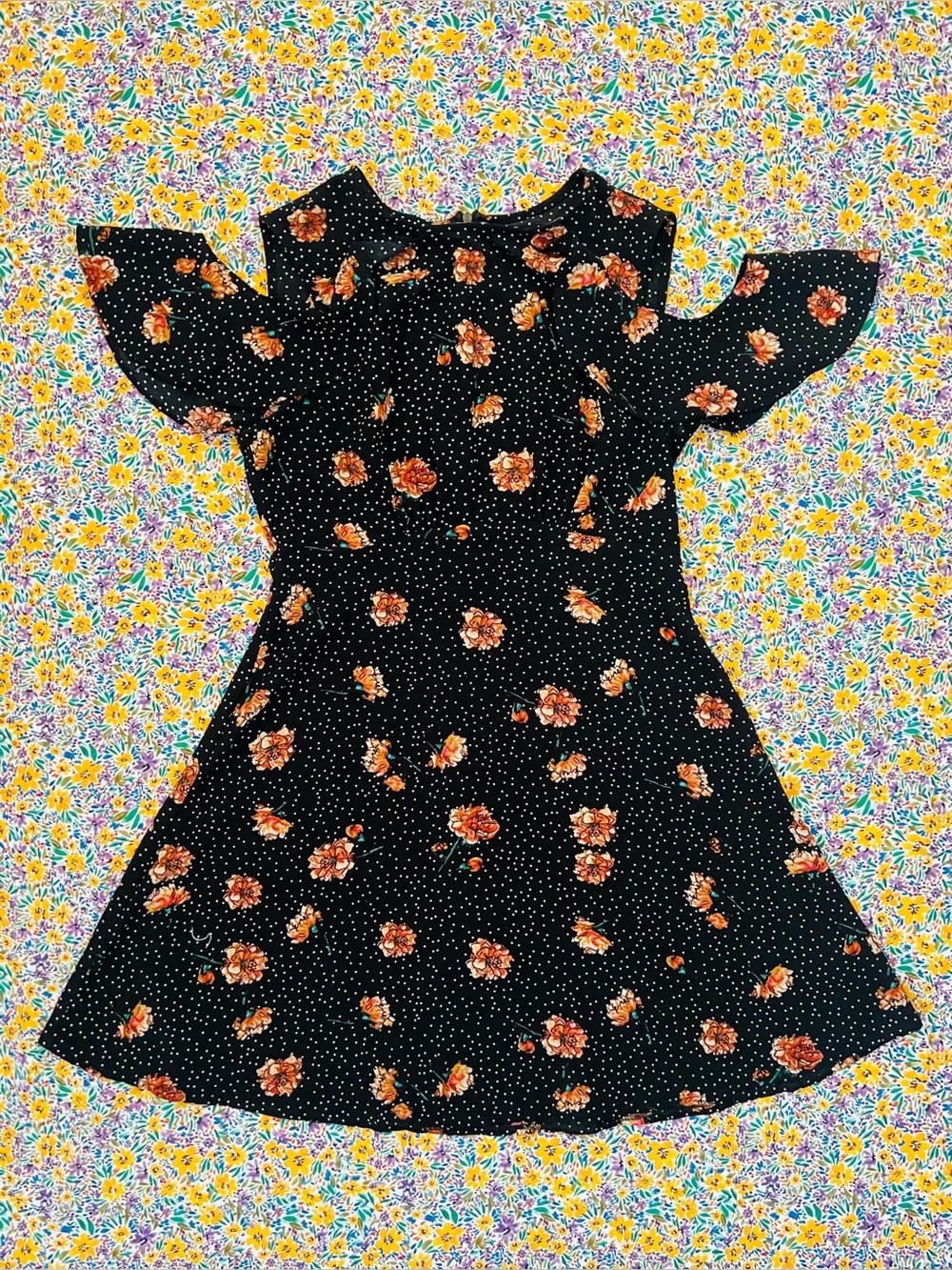 Black Floral Cold-Shoulder Mini Dress From Kimchi Blue